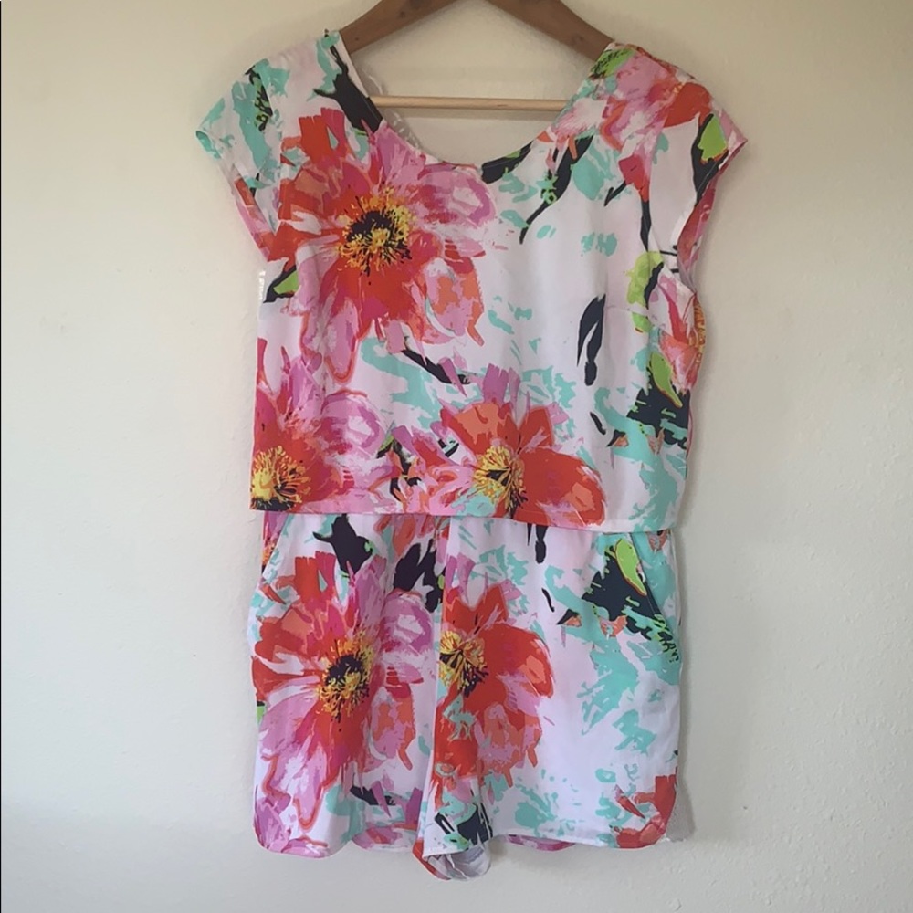bebe floral print romper XL